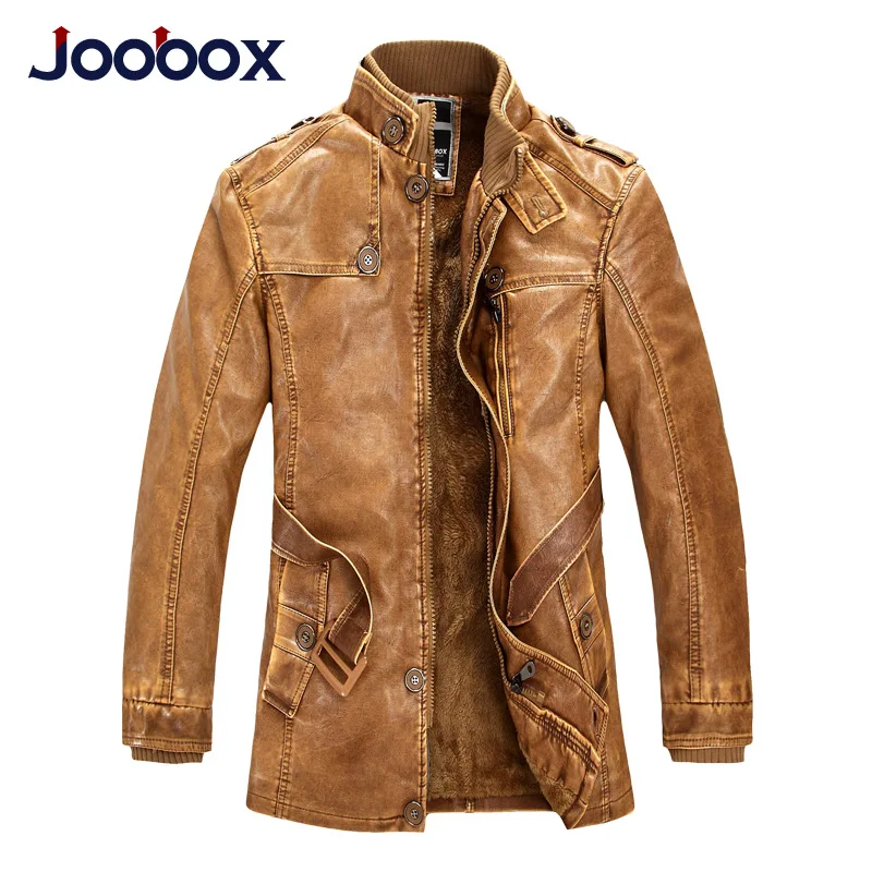 JOOBOX Роскошные зимние мужские пальто теплая куртка ретро мужская кожаная плюс