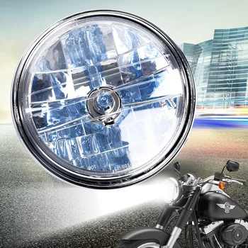 

17.5cm Motorcycle Round H4 Headlight Halogen Bulb Head Lamp Side Mount Style New