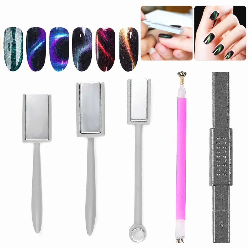 Double Headed Nail Art Magnet Stick Cat Eyes Magnet for Nail Gel Polish 3d Line Strip Effect Strong Magnetic Pen Tools