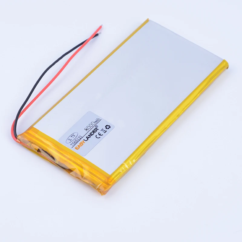 Bateria Polímero de Lítio Recarregável 7565121 3.7v 8000mah Li-íon para Tablet pc Meio Painel E-book Power Bank Portátil Consumo