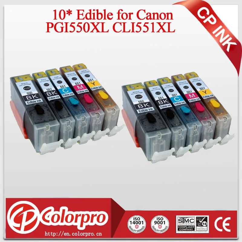 10PK PGI550 CLI551 картридж со съедобными чернилами для принтера Canon PIXMA IP7250 MG5450 MG5550 MG5650 MG6450 MG6650 для Canon PGI 550 PGI550XL