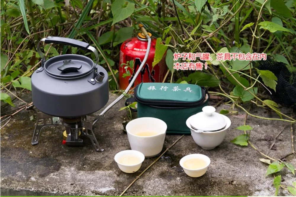 Открытый Отдых Алюминий 1.1L Портативный кофейник чайник воды чайник с мешок сетки чайник выживания чайник туристское снаряжение