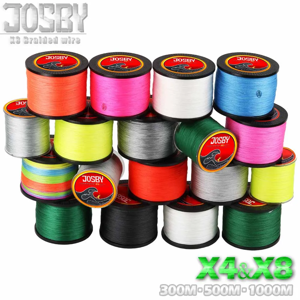 

JOSBY 300M 500M 1000M 4 Strands 8 Strands Multicolour PE Braided Wire Japanese Multifilament Super Strong Fishing Line 2019 New