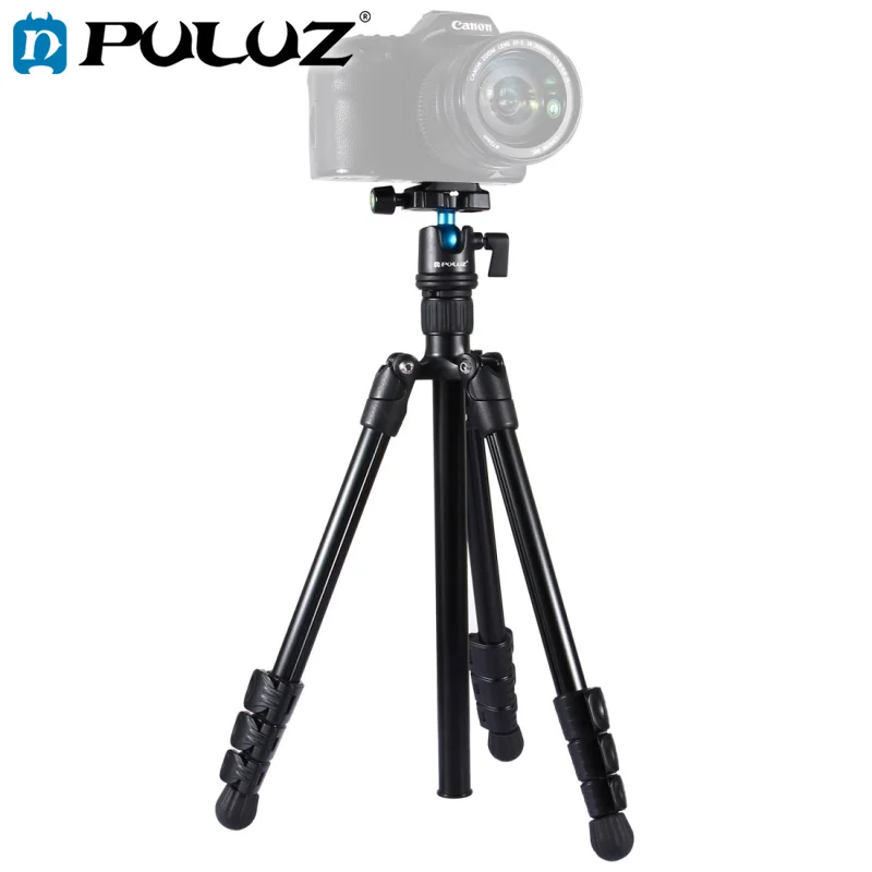 

PULUZ 4-Section Folding Legs Metal Tripod Mount with 360 Degree Ball Head for DSLR & Digital Camera, Adjustable Height: 42-130cm