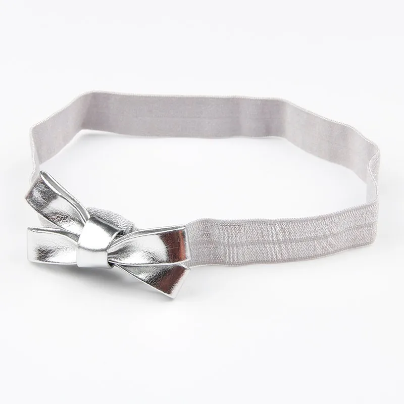 Baby Girls Gold&Silver PU Bow Headband Kids Leather Bowknot Hairband Headwear Newborn Hair Band Accessories baby accessories basket