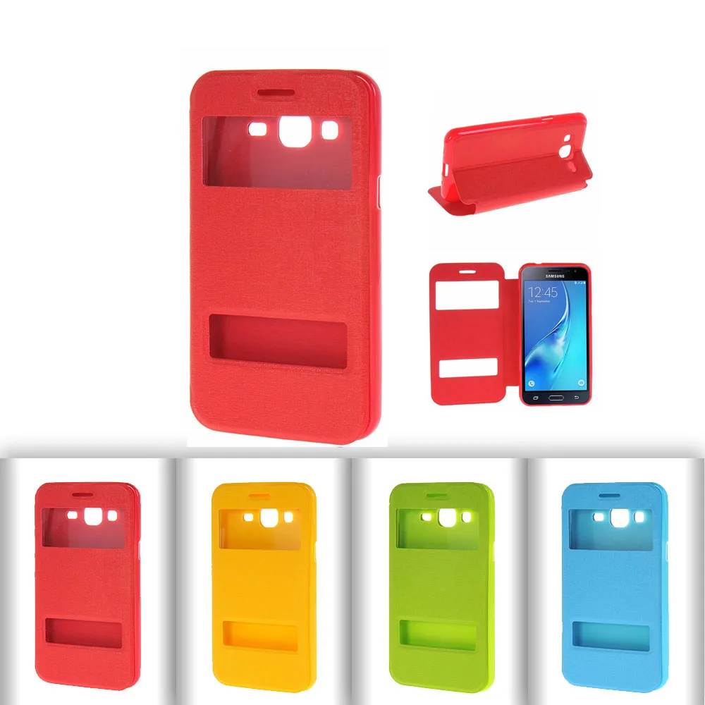 

Double Window Pu Leather 5.0For Samsung Galaxy J3 Case For Samsung Galaxy J3 2016 J320 J320F Cell Phone Back Cover Case