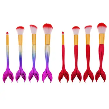 

4Pcs Fish Tail Shape Makeup Brushes Set Powder Base Foundation Concealer Contour Eye Shadow Highlighting Pro Cosmetic Brush Tool