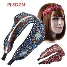 Bohême Style Large Bandeau Ethnique Corée Broderie Floral Cheveux Accessoires Haut de gamme Tissu Art Hairwear Cadeau pour Femmes FG0022