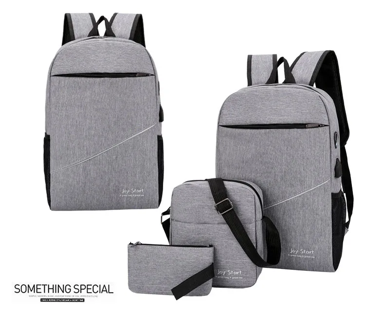 

2019 USB Charging nylon Backpack 3 Pcs/set Women School Backpacks Schoolbag For Teenagers Man Student Book Anti Theft Bag Boy