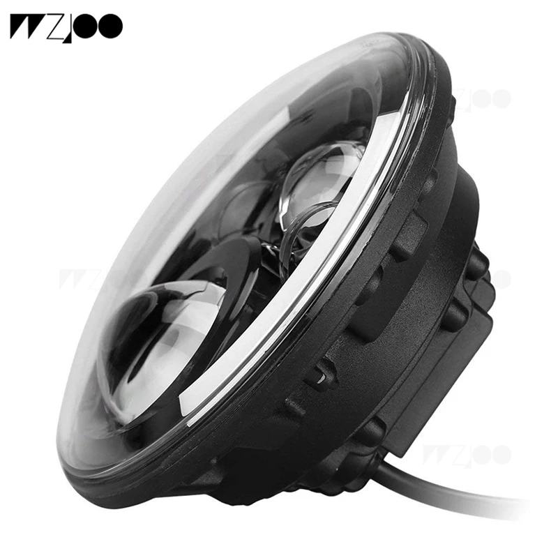 WZJOO 7-дюймовая мотоциклетная фара Интегрированный Светодиодный Halo " проектор фара DRL поворотник универсальный мотоцикл