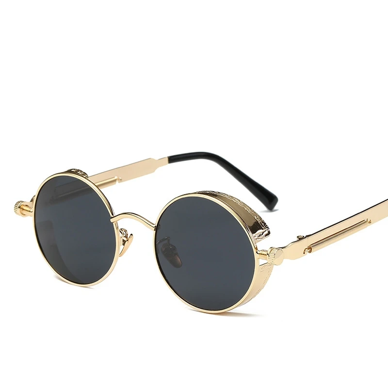 Стимпанк очки, солнцезащитные очки, готическое покрытие, зеркальный Круглый Круг, новинка, мужские солнцезащитные очки, Ретро стиль, UV400, винтажные очки - Цвет линз: C4