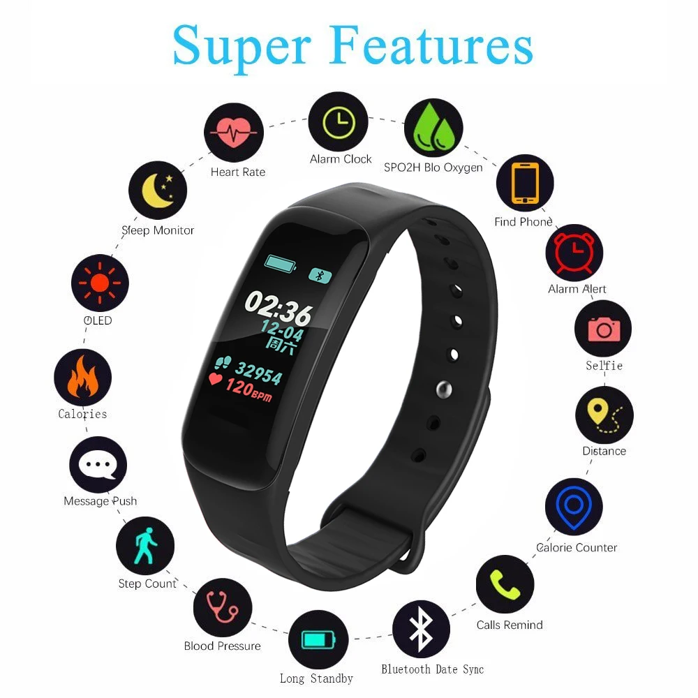 Smart Bracelets F602 Heart Rate Monitor Fitness Bracelet Activity Tracker Smart Band Pedometer Wristband Alarm Clock Smart Watch (15)