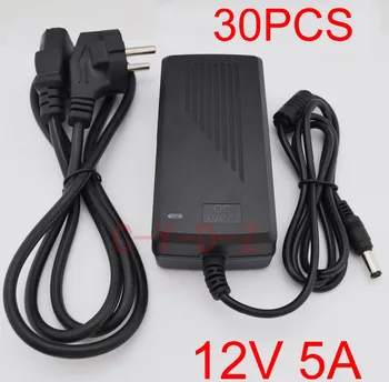 

30pcs High quality 12V5A 60W AC Led Power adaptor 60W AC 100-240V to DC 12V 5A Power Supply Adapter UK,US,EU,AU plug