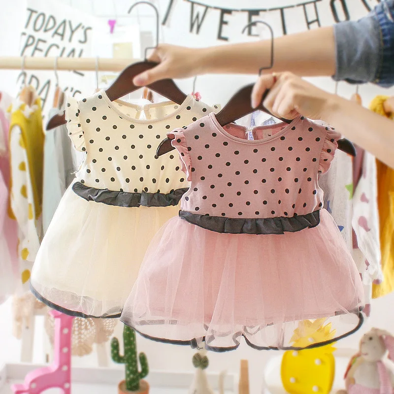 

Hot sales!1-4 yrs,2019 new baby girls summer fashion dot cotton short sleeve princess party dress,girls dress