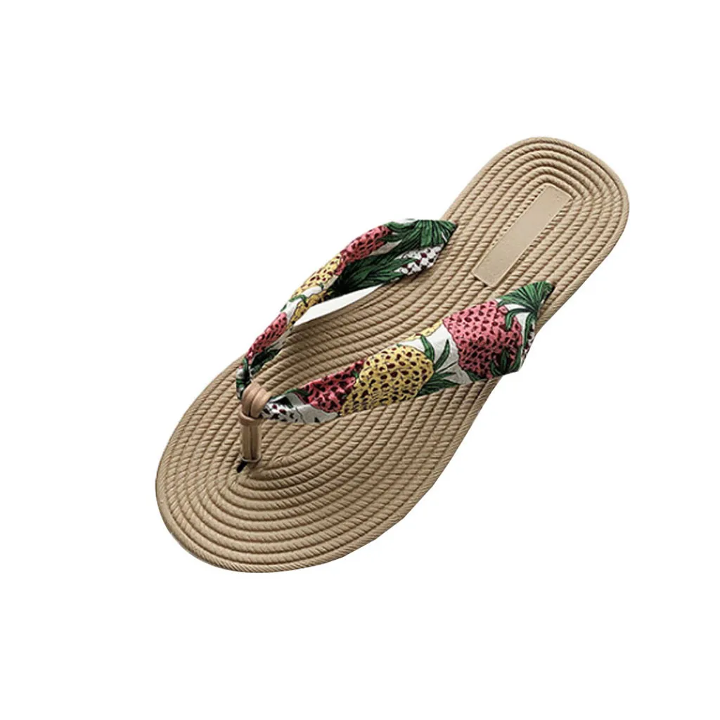 SAGACE; модные Нескользящие Вьетнамки с цветочным принтом; летние пляжные шлепанцы на низком каблуке для отдыха; классическая пляжная обувь без застежки с круглым носком