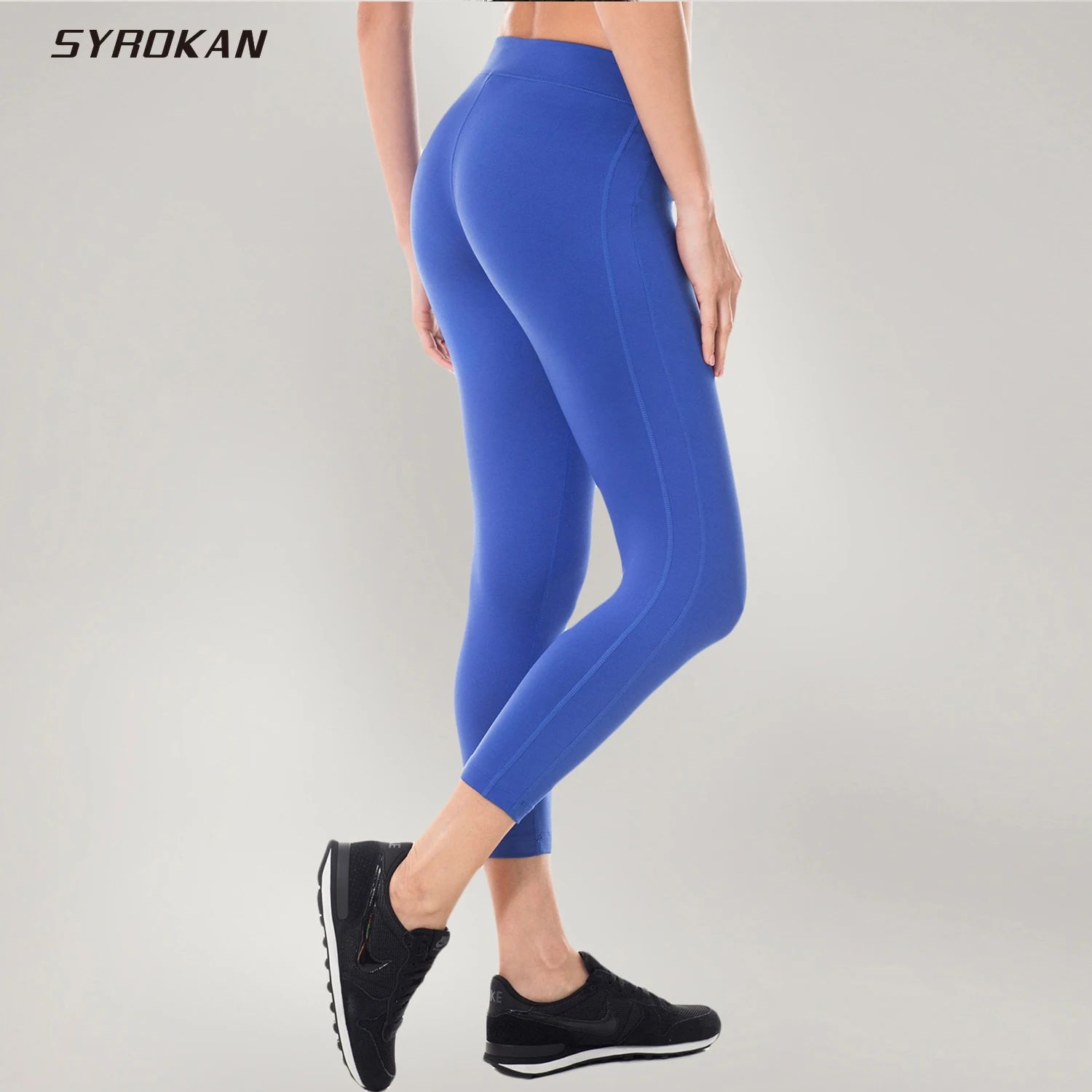 

SYROKAN Women's Activewear Running Workout Sports Capri Tight Fit Leggings Pants--Inseam: 21.5
