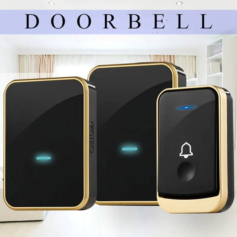

Wireless Doorbell Waterproof smart Door Bell 110V-220V 1 button 1 2 receiver self generation no Need battery cordless doorbell