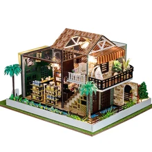 DIY кукольные домики миниатюрные 3D Деревянный Кукольный дом миниатюрный кукольный домик мебель набор игрушек для детей рождественские подарки кофейный домик