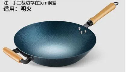 Традиционный китайский ВОК сковорода без покрытия железная антипригарная газовая плита с круглым дном индукционная плита бытовой старый кухонный горшок - Цвет: Gas pot.