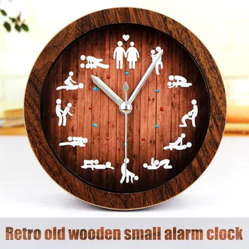 

Round Desk Clocks 3D Original Wooden Alarm Clock Silent Table Clock can CSV