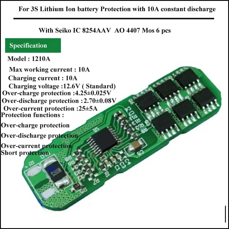 3S литий ионная батарея 12V PCB 12 6 V BMS для аккумулятора 18650 и полимерного Защитная