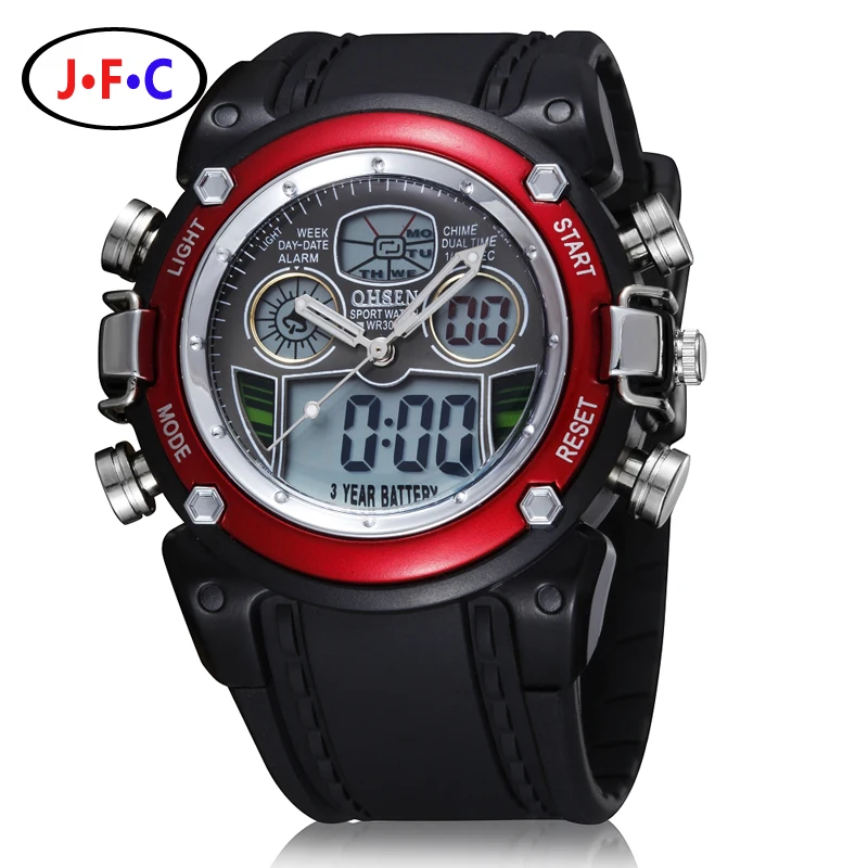 OHSEN Analog Digital LCD Dual Time Watch Reloj Hombre Relogios Masculino Waterproof Mens Boys Sport Watches