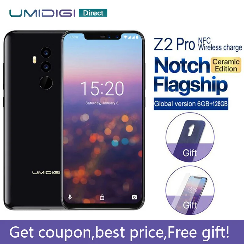 

UMIDIGI Z2 Pro Ceramic Edition 6.2 inch Full screen Smartphone Android 8.1 Helio P60 6GB+128GB 16MP 4G NFC Wireless Mobile phone