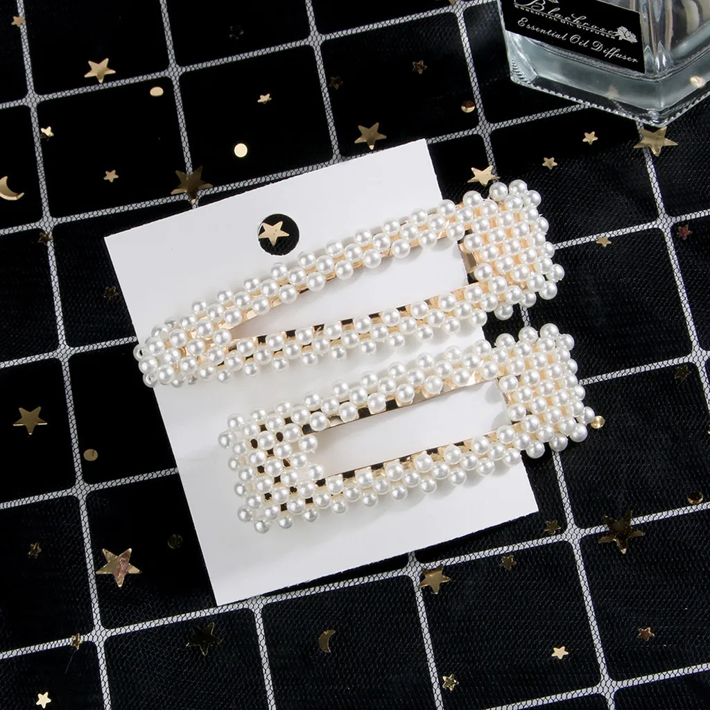Ins Fashion 2PC Girls Elegant Pearls Hair Clips Sweet Headwear Hair Ornament Hairpins Barrettes Headband Hair Accessories 2*5|Women