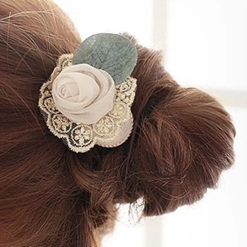 

2015 Fashion Brand Girls Lace Flower Hairband Elastic Rose Scrunchy Headband Women Jewellery Hair Accessories Wholesale China