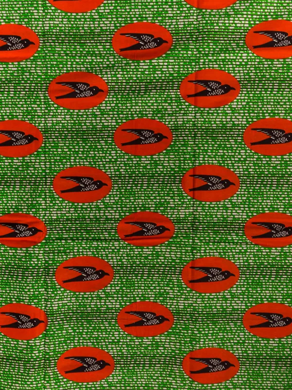 Аутентичные африканских Ткань Настоящее Воск зеленый красная птица Дизайн 6