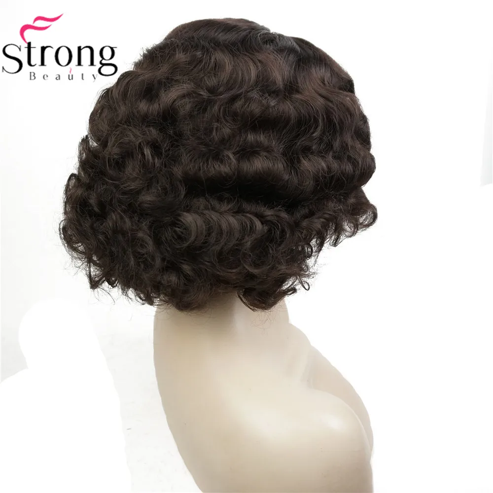StrongBeauty медные/белокурые волосы, короткие кудрявые волосы, Женские синтетические парики без шапочки