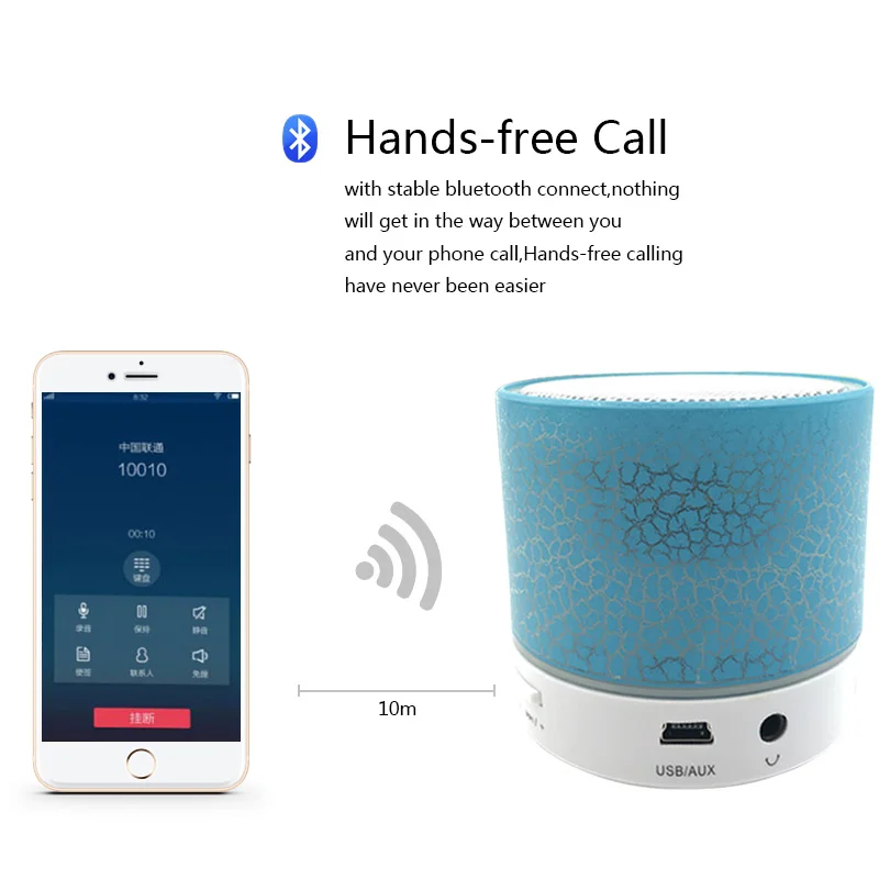 HEONYIRRY Handsfree Bluetooth динамик мини музыка аудио TF карта FM радио LED Танцы свет колонки