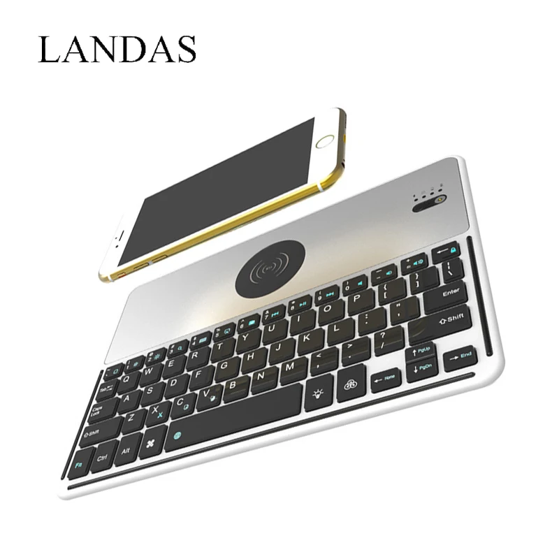 

Landas Bluetooth Keyboard for iPhone X Power Bank Keyboard Wireless Rechargeable With Back light Keyboards Mini for iPad Pro 9.7