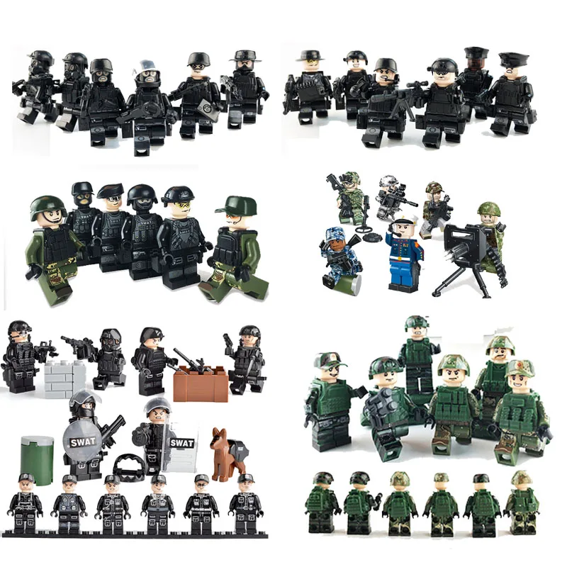 

SWAT Army World War 2 Navy Seals Special Forces Legoing Military Team Soldiers Figures Guns Building Blocks Bricks Gift Toys