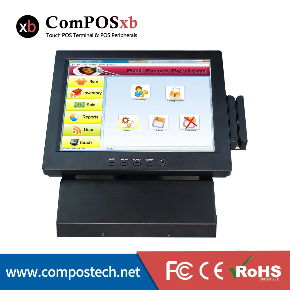 New Type Small  Resistive Touch POS System With 12 Inch LCD Touch Screen Monitor For Supermarket