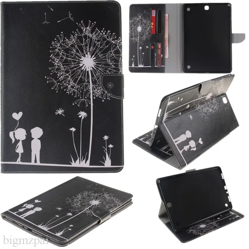 Fashion 2 Sides Painted Leather Case For Samsung Galaxy Tab A 9.7 T550 T551 T555 Tablet Cover 9.7 Inch Stand Wallet Flip Case  (27)