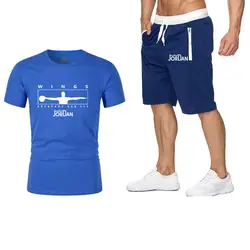 Новая мужская и женская футболка с короткими рукавами костюм 2 комплекта пляжного летние хлопчатобумажные шорты Удобный