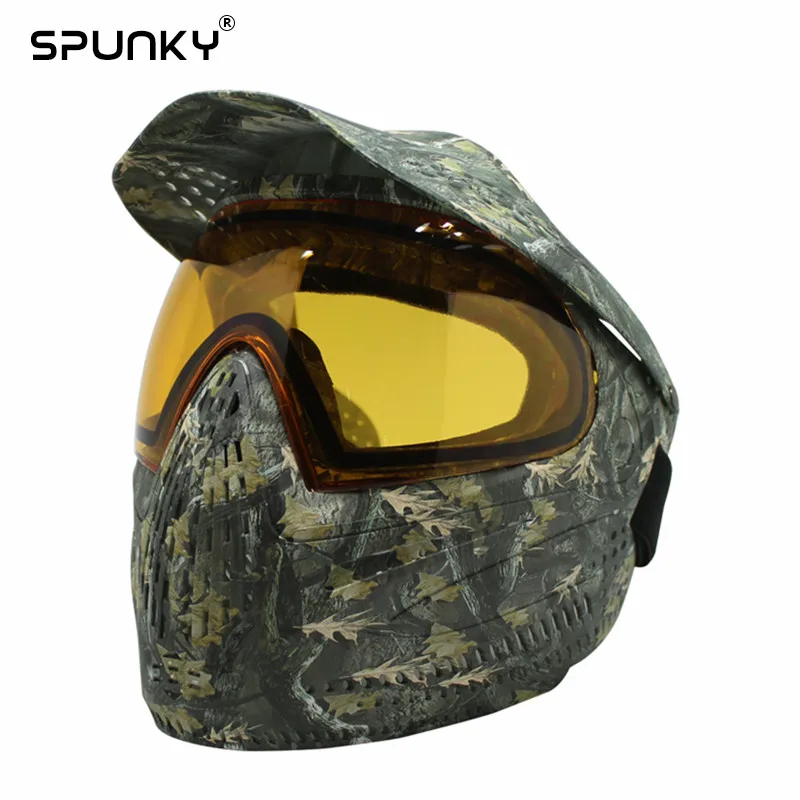 Leaves Camo Tactical Military PAINTBALL MASK with Visor and DYE I4