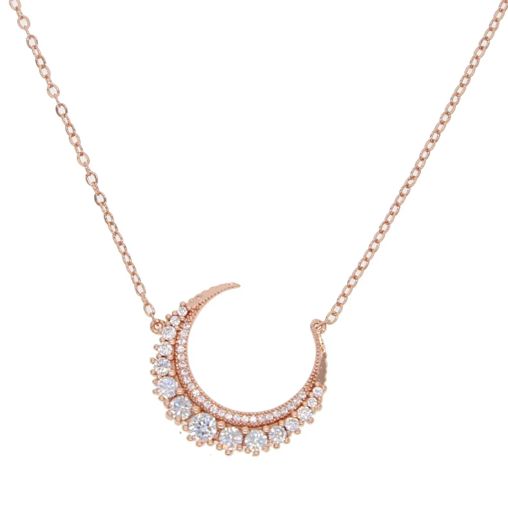 

Necklaces & Pendant For Women Girl Fashion Long Chain CZ MOON Necklaces Party Custom Jewelry Christmas Valentine Gifts