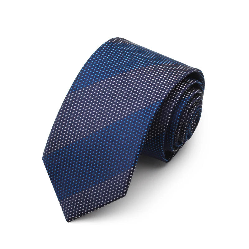 Мода для девочек; голубое точка жаккарда ткань Галстуки для Для мужчин 7 см Стандартный Галстук Свадебная вечеринка Для Мужчин's Бизнес галстуки с Роскошная подарочная коробка