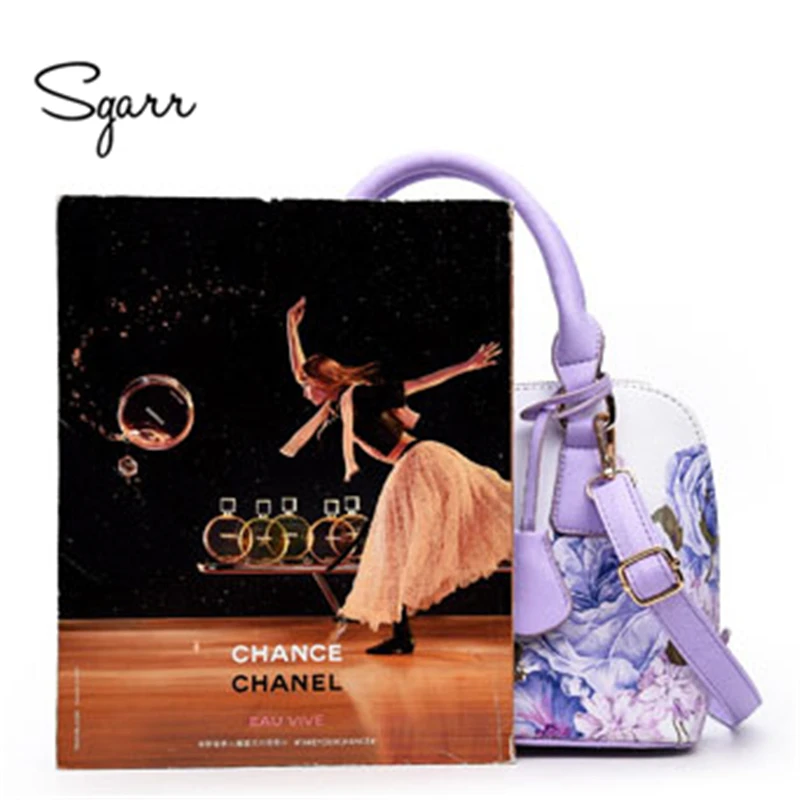 SGARR женская сумка кожаные роскошные сумки кожаные сумочки сумки новейший Китай черная женская сумка через плечо с цветочным принтом в виде ракушки сумка