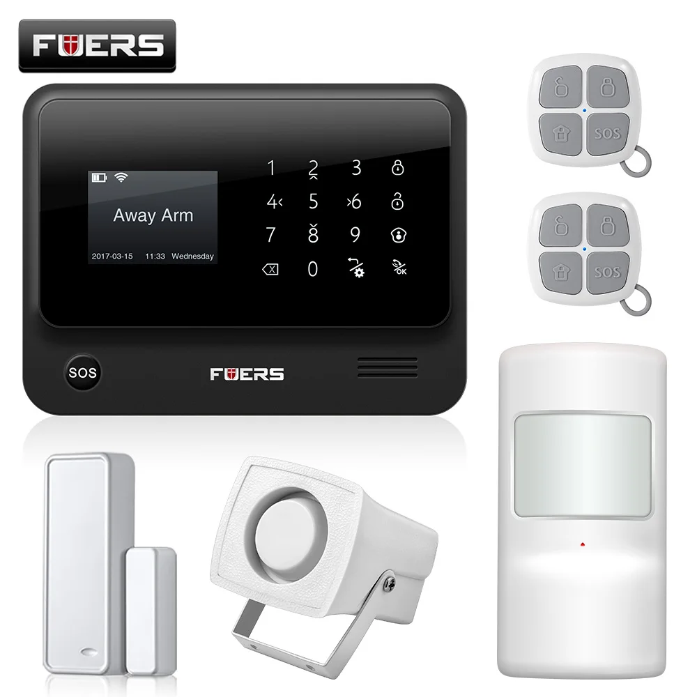 Fuers WiFi GSM GPRS домашняя система охранной сигнализации датчики двери IOS Android управление WiFi сигнализация дымовая сигнализация детектор движения