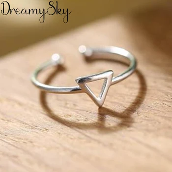

Simple Vintage 925 Sterling Silver Triangle Rings For Women Engagement Boho Jewelry Antique Rings Ladies Girls Gifts