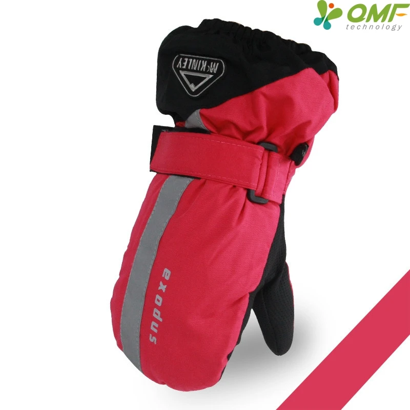 Red Full Finger Glove Kids Ski Mittens Boys Winter Windproof Warm