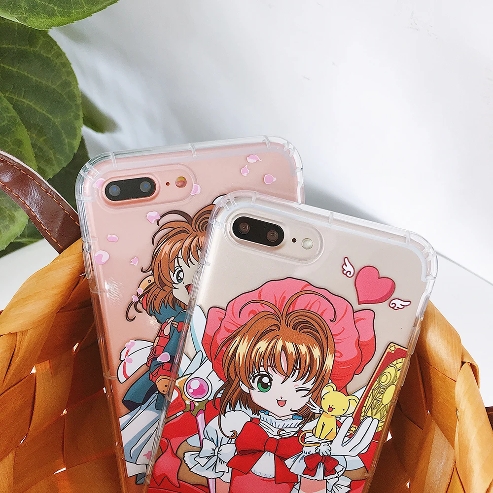 A prueba de golpes capa fundas magia Gril claro Sakura cardcaptor estrella suave tpu teléfono caso para el iPhone 7 8X6 s más Japón caja del teléfono