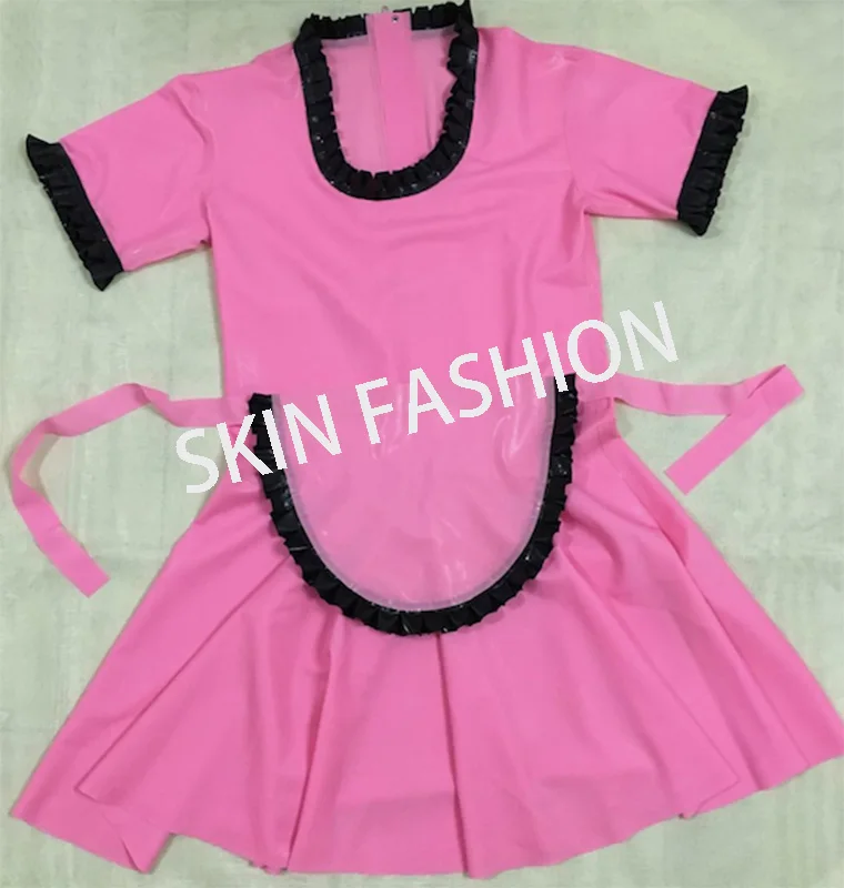 Бесплатная Доставка! Женские латексные платья с оборками + фартук|dresses free