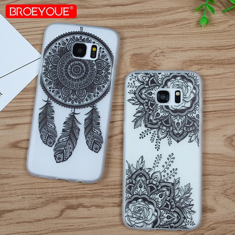 

Retro Flowers Cover For Samsung S7 Edge S8 S9 Plus Luxury Back Cases Soft Silicone Transparent Phone Case For Samsung S7 S8 S9