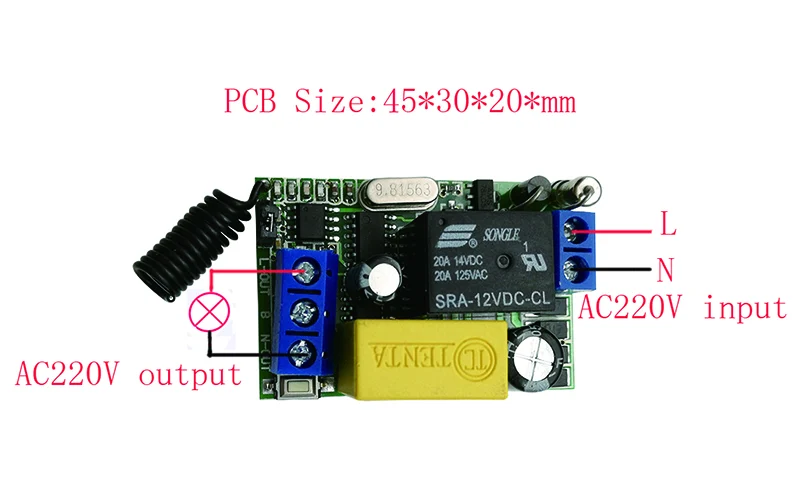 AC220V 1CH RF беспроводной мини-переключатель релейный приемник Пульт дистанционного управления для светильник с белым водонепроницаемым передатчиком/лампой