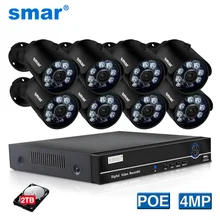 Sm8ch 4CH 4MP POE NVR комплект H.265 система безопасности HDMI Металл 4MP ИК наружная CCTV IP камера P2P комплект видеонаблюдения 2 ТБ HDD