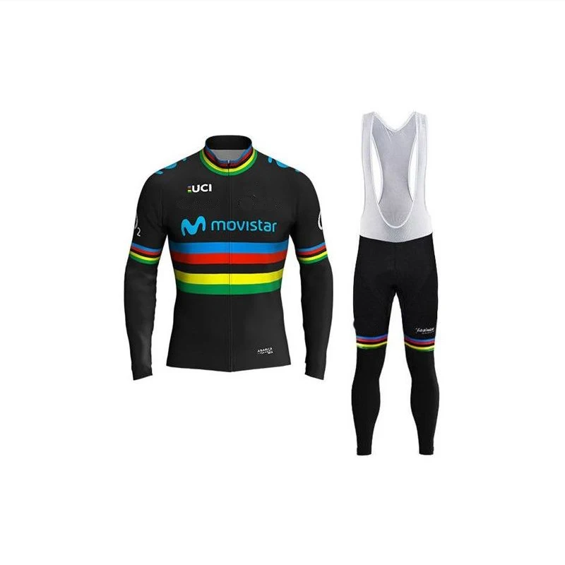 

2019 12D GEL Team long sleeved maillot movistar cycling Jersey winter thermal fleece cycling uniform Quick-dry winter cycling